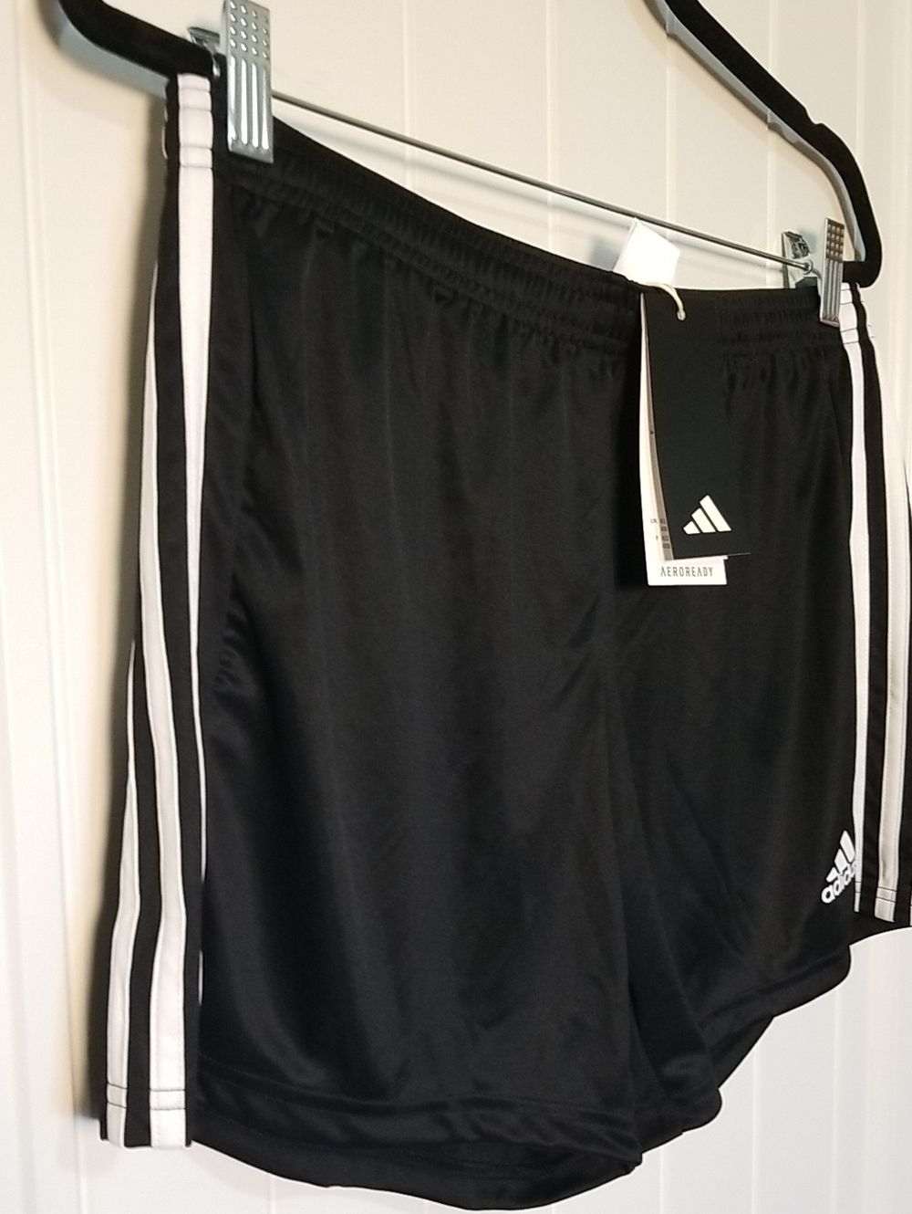 New adidas Black Athletic Shorts with White Stripes Size Large NWT - Picture 4 of 6